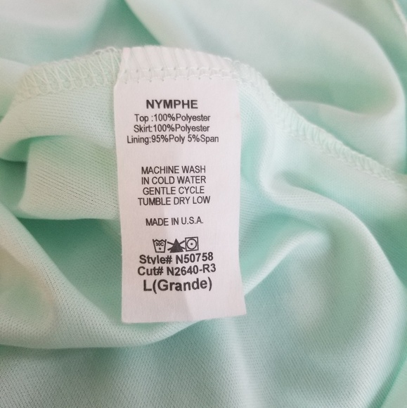 NYMPHE Chiffon Mint Green & Black Tube Top Dress - Picture 6 of 6